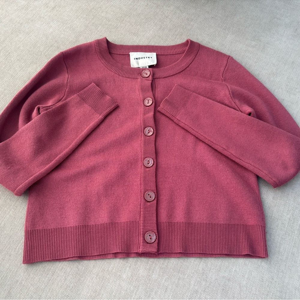 Industry Rose Button-Front Cropped Cardigan - Rose